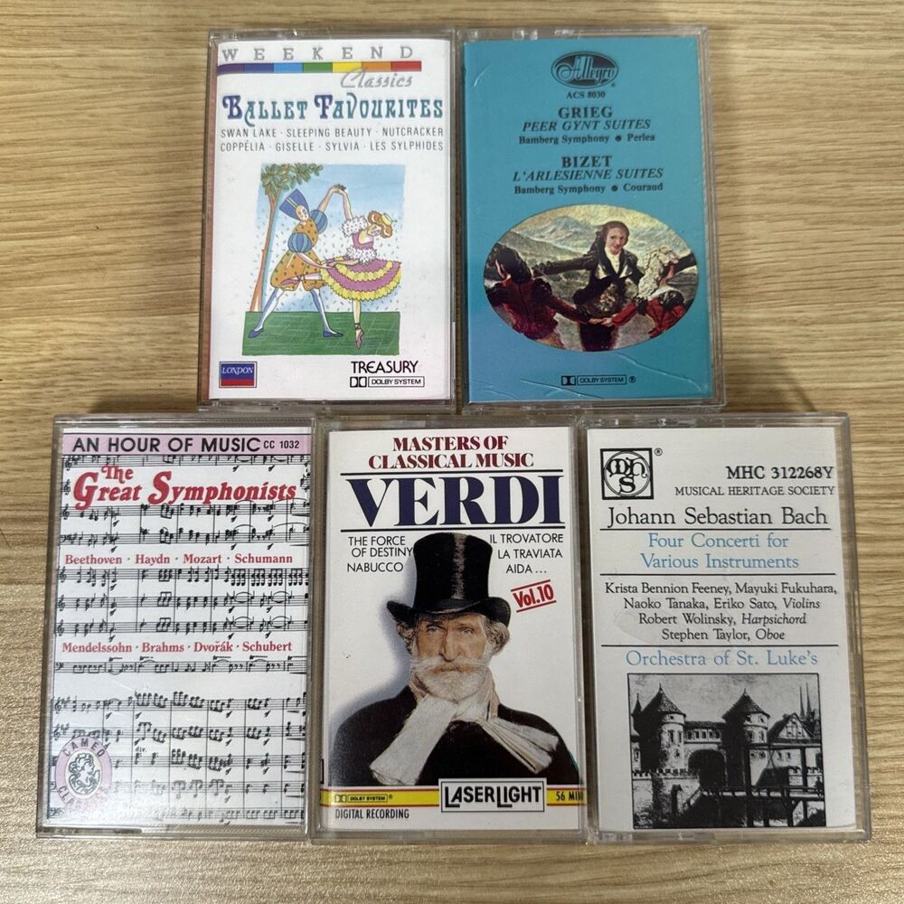 Lot of 5 Classical Cassette Tapes Bach Verdi Grieg Bizet Ballet Favourites